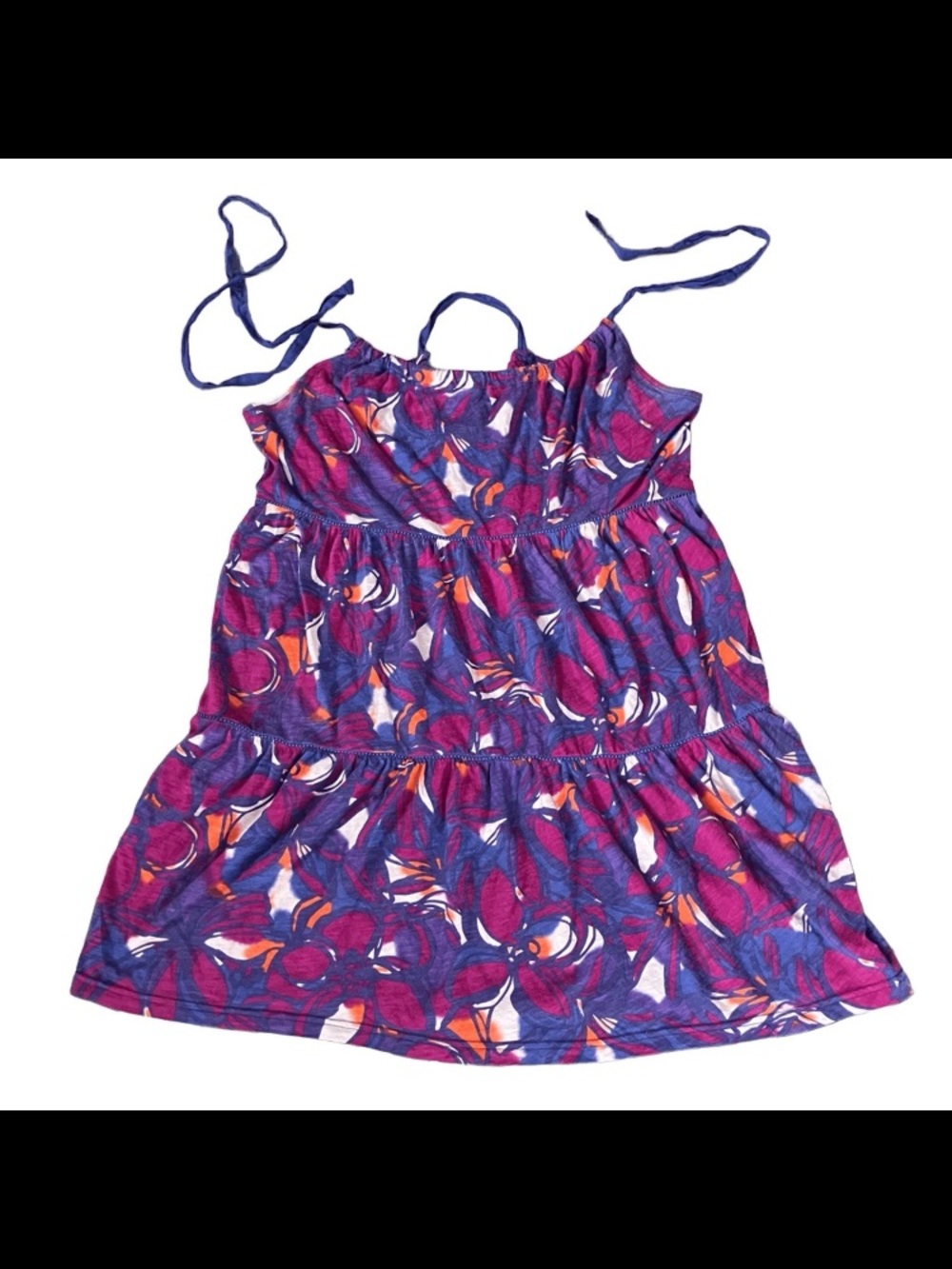 Aerie Summer Dress Floral Size Large 100% Cotton Tie Neck Circa 2010